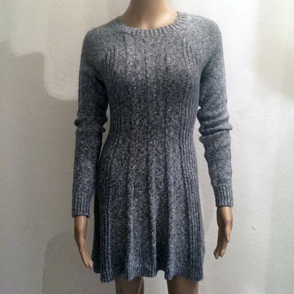 HOLLISTER GREY RIBBED SWEATER DRESS SIZE M - Picture 2 of 5